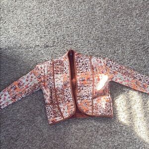 Floral Quilted Jacket with Orange and Brown Accents
